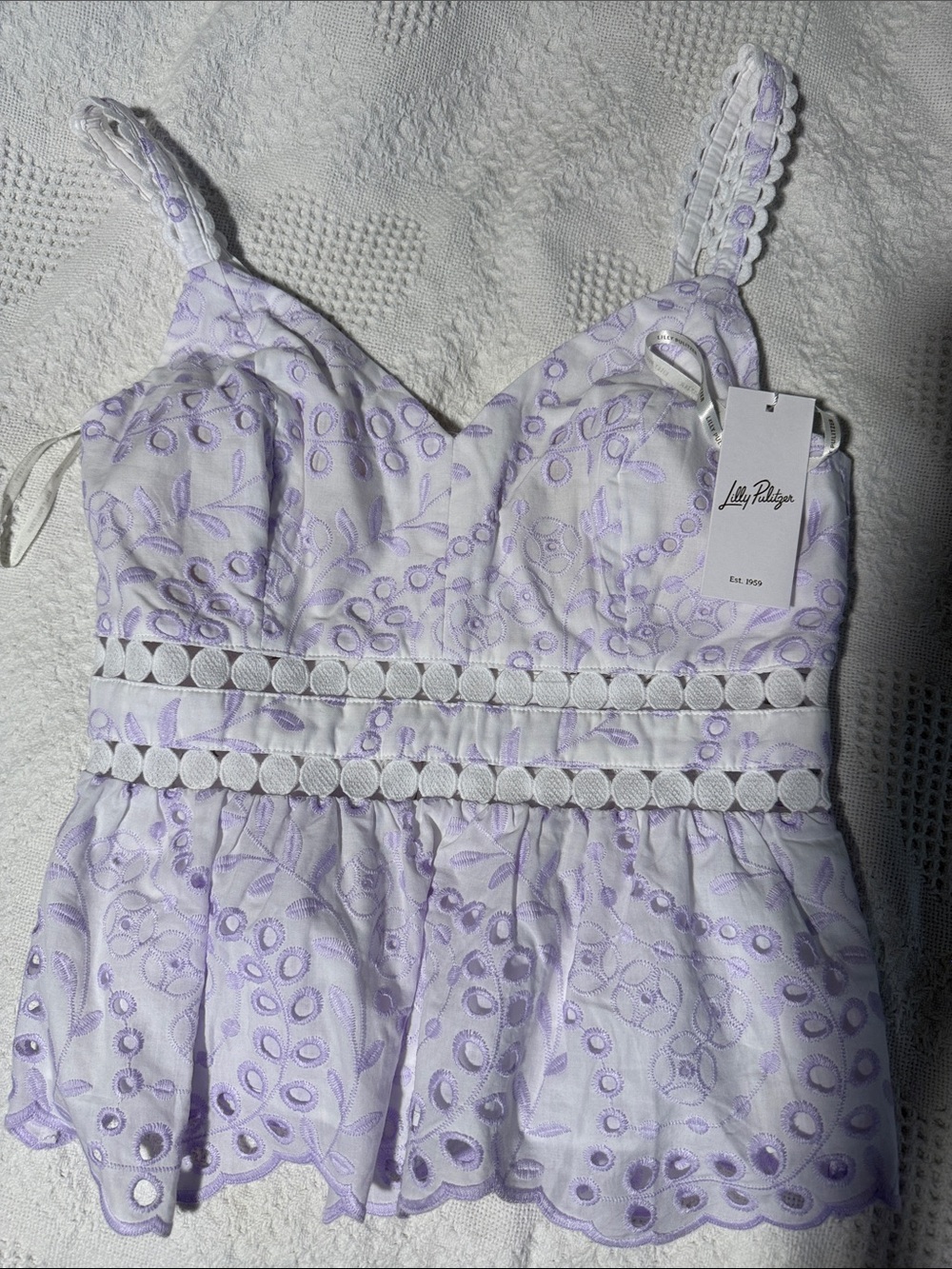 Lilly Pulitzer women’s ' Lilac Eyelet Peplum Dress